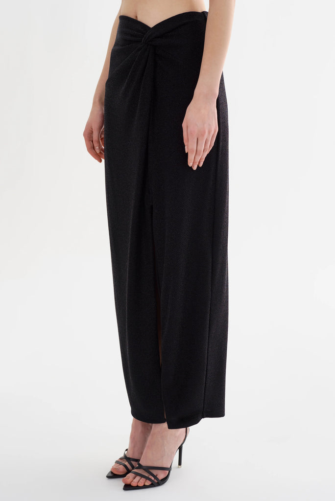 Lamarque Ainslee Lurex Knit Maxi Skirt - Black - Styleartist