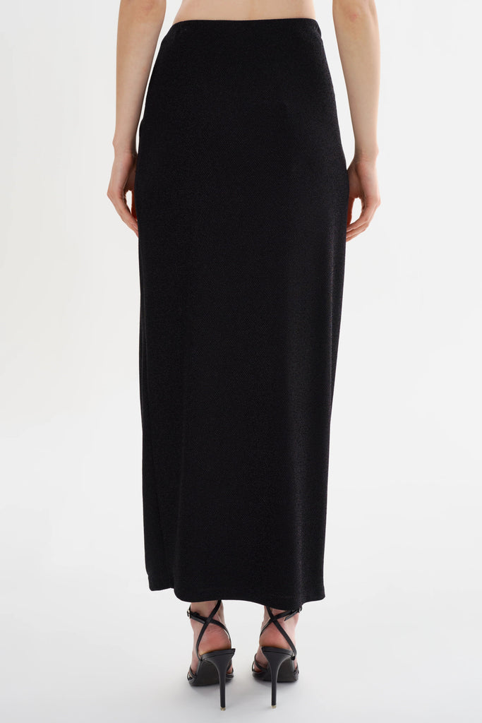 Lamarque Ainslee Lurex Knit Maxi Skirt - Black - Styleartist