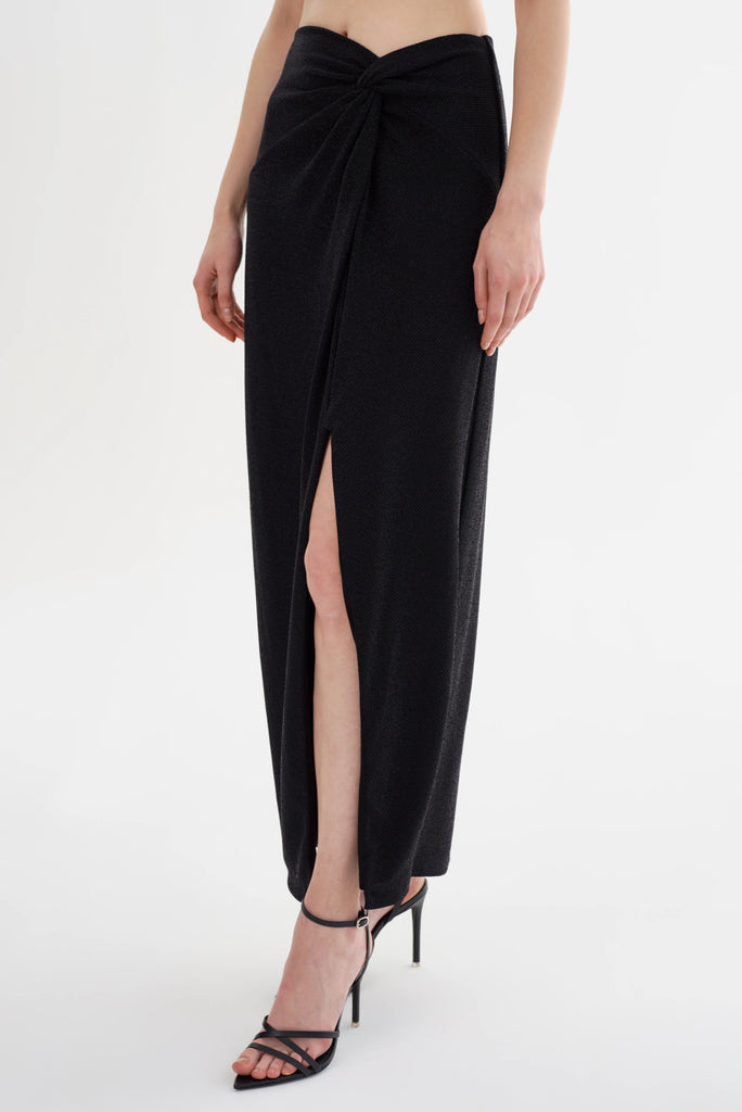 Lamarque Ainslee Lurex Knit Maxi Skirt - Black - Styleartist