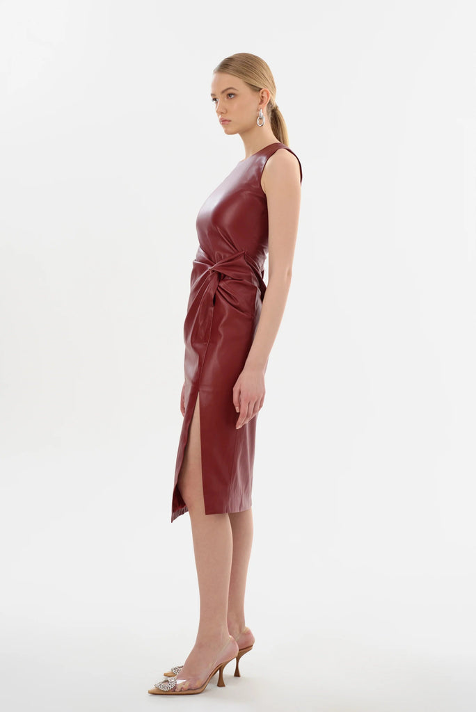 Lamarque Brett Faux Leather Dress - Syrah - Styleartist