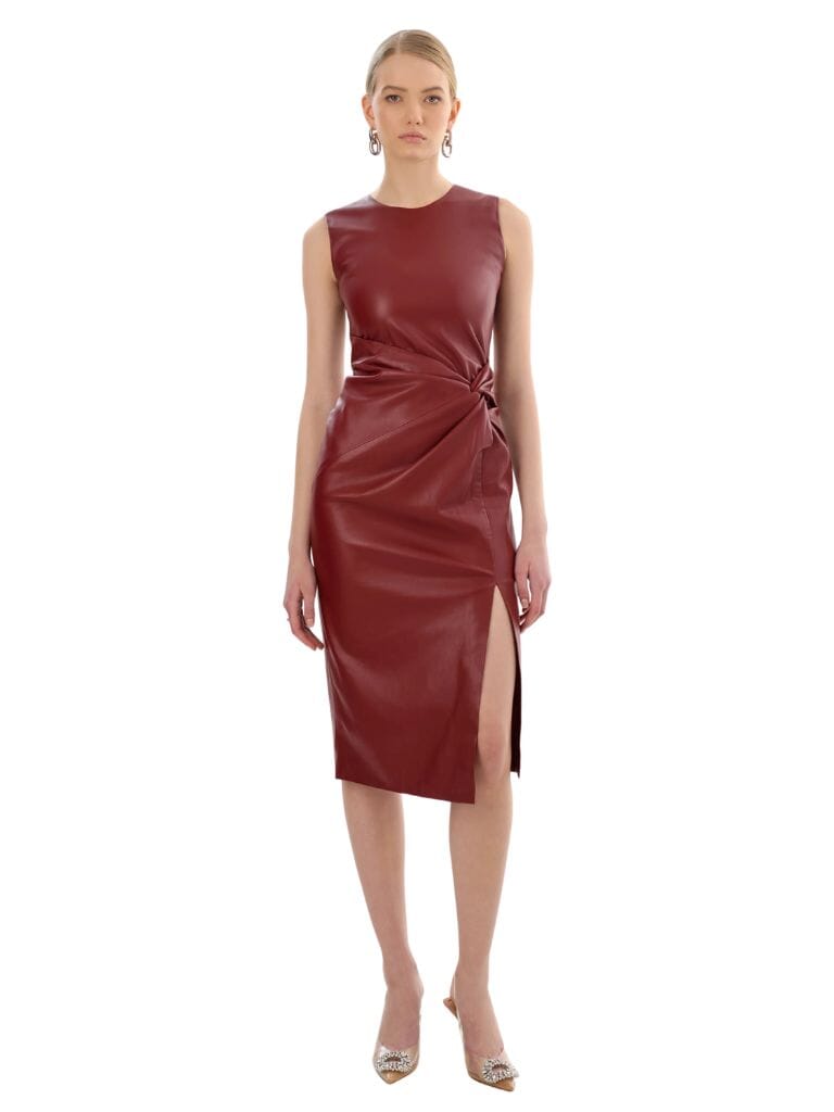 Lamarque Brett Faux Leather Dress - Syrah - Styleartist