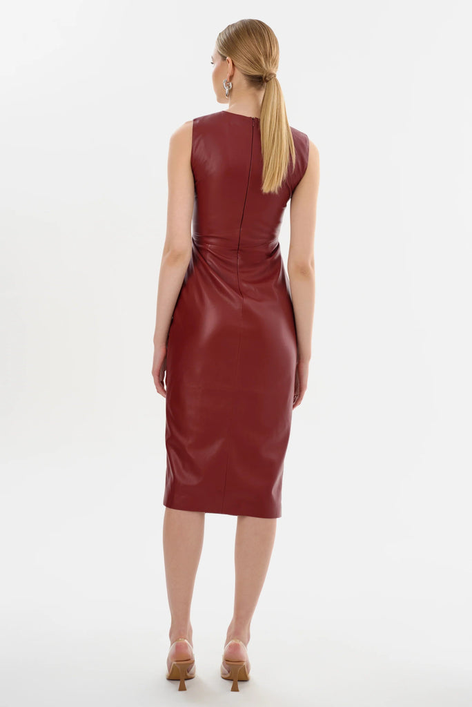 Lamarque Brett Faux Leather Dress - Syrah - Styleartist