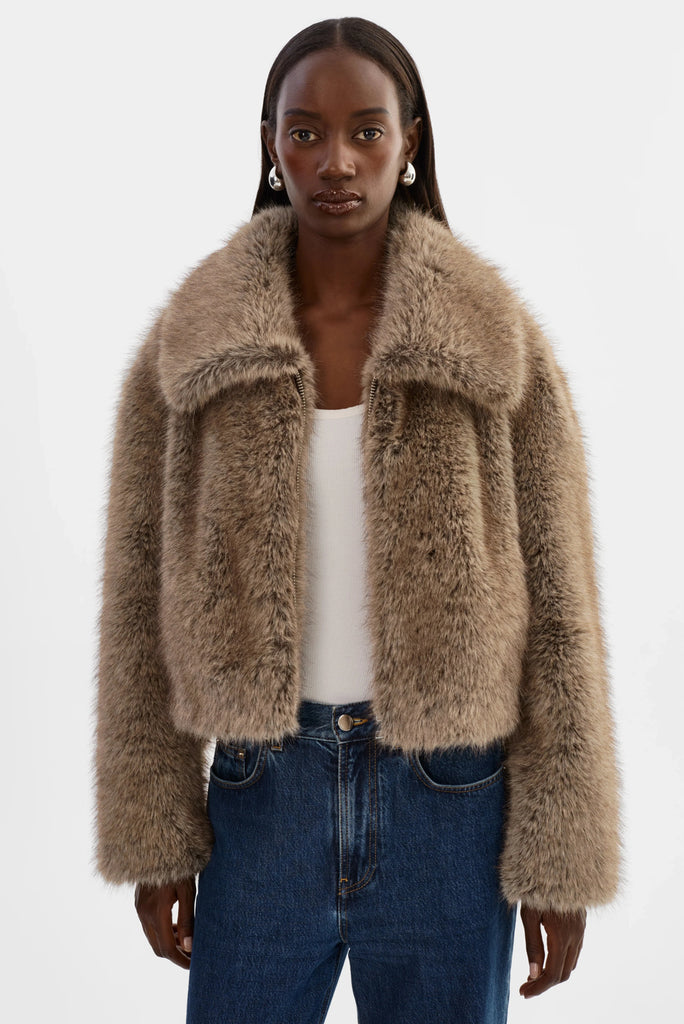 Lamarque Nova Faux Fur Coat- Wolf - Styleartist