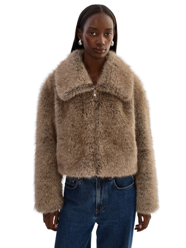 Lamarque Nova Faux Fur Coat- Wolf - Styleartist