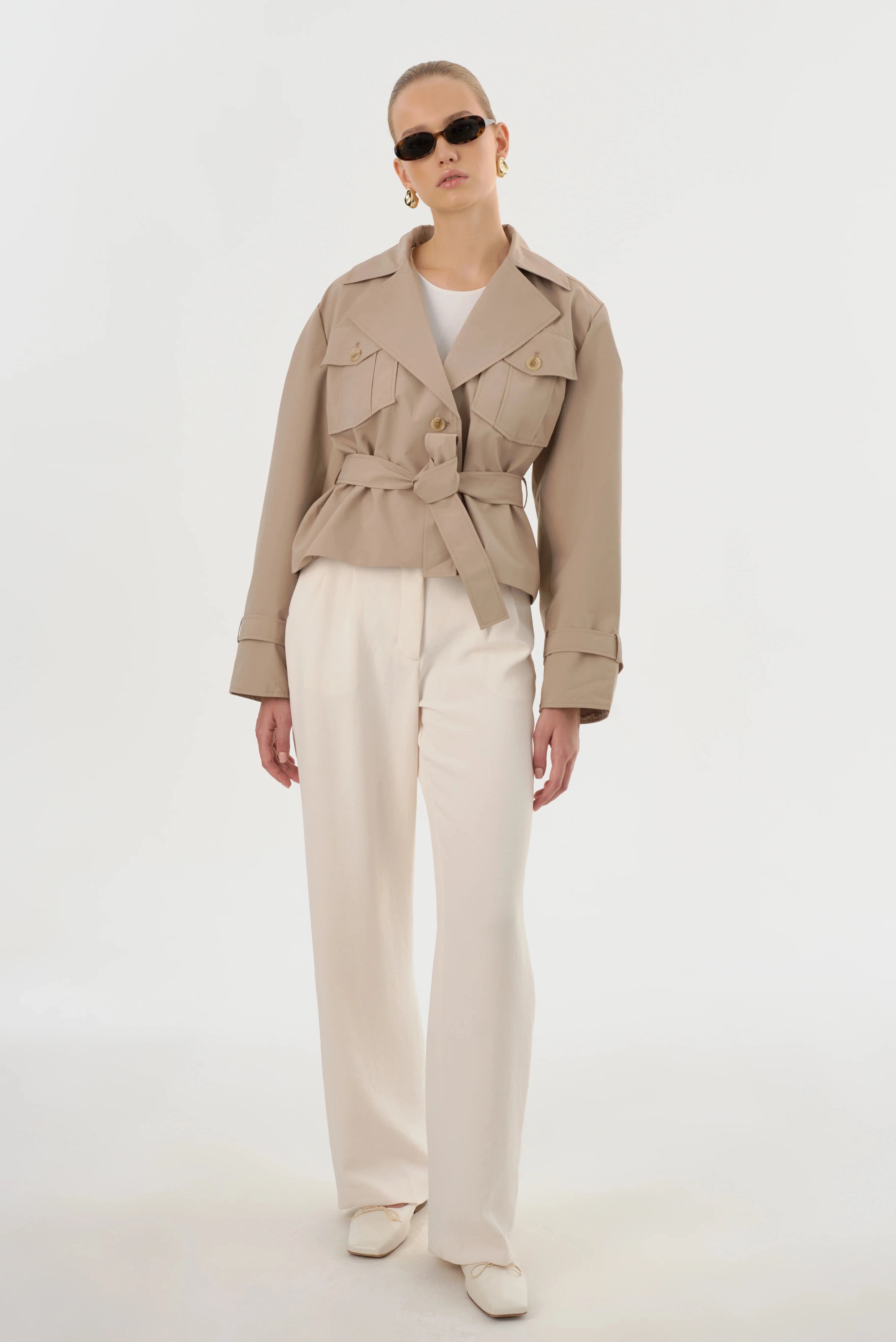 Lamarque Quinn Short Trench Jacket- Khaki – Styleartist