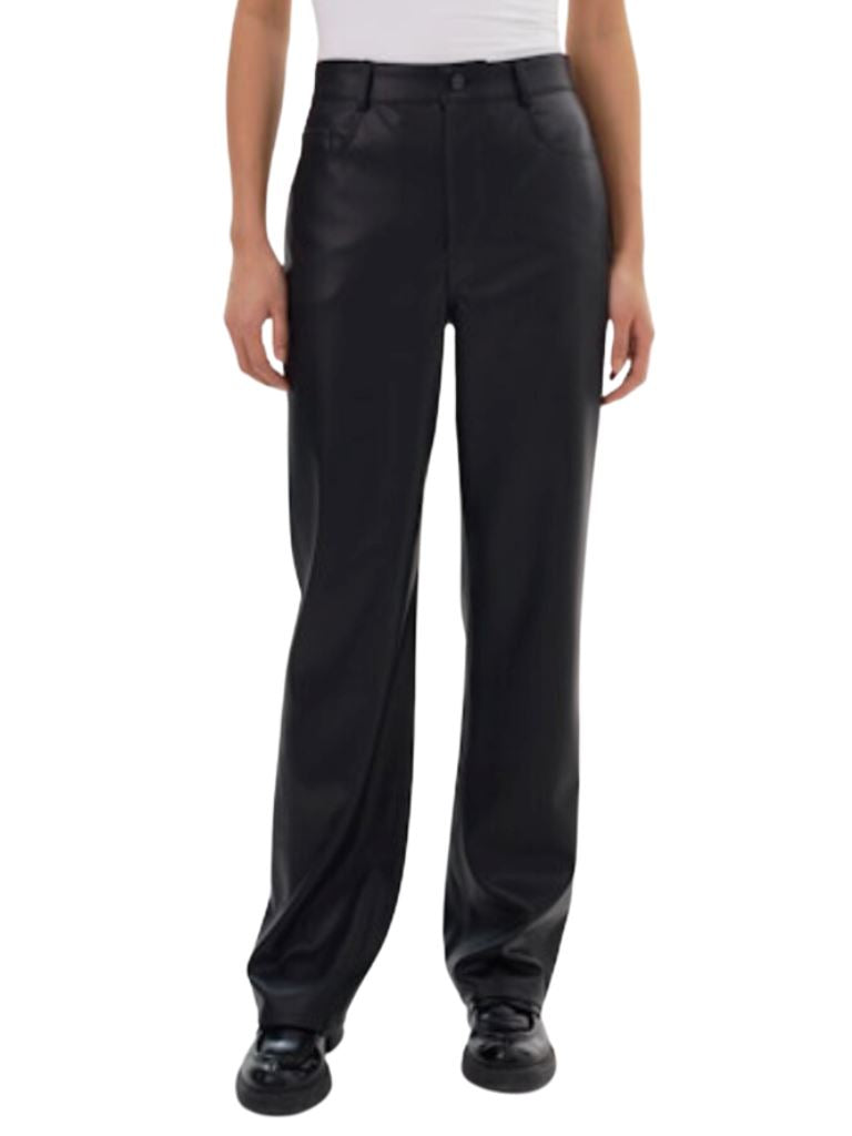 Lamarque Scottie Faux Leather Straight Leg Pants- Black - Styleartist