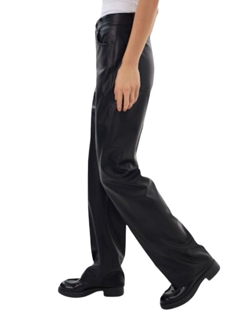 Lamarque Scottie Faux Leather Straight Leg Pants- Black - Styleartist