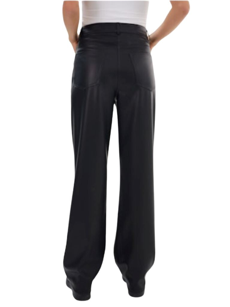 Lamarque Scottie Faux Leather Straight Leg Pants- Black - Styleartist