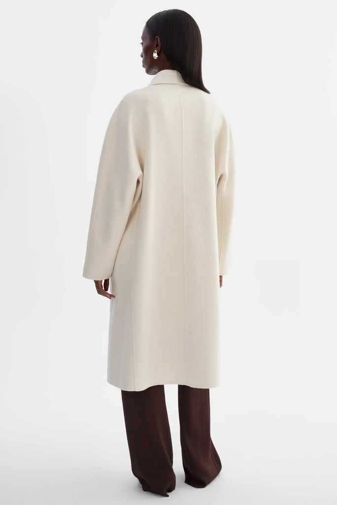 Lamarque Thara Shawl Collar Wool Coat- Whisper White - Styleartist