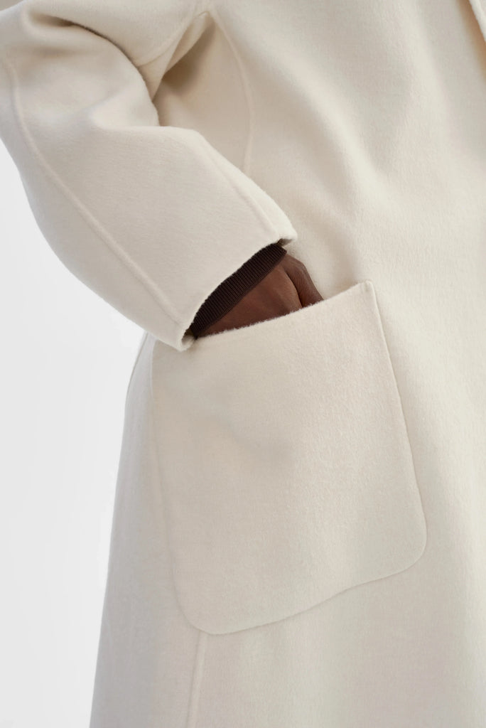 Lamarque Thara Shawl Collar Wool Coat- Whisper White - Styleartist