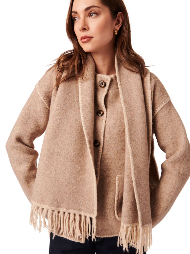 Line Kingsley Cardigan With Scarf- Soft Mink - Styleartist