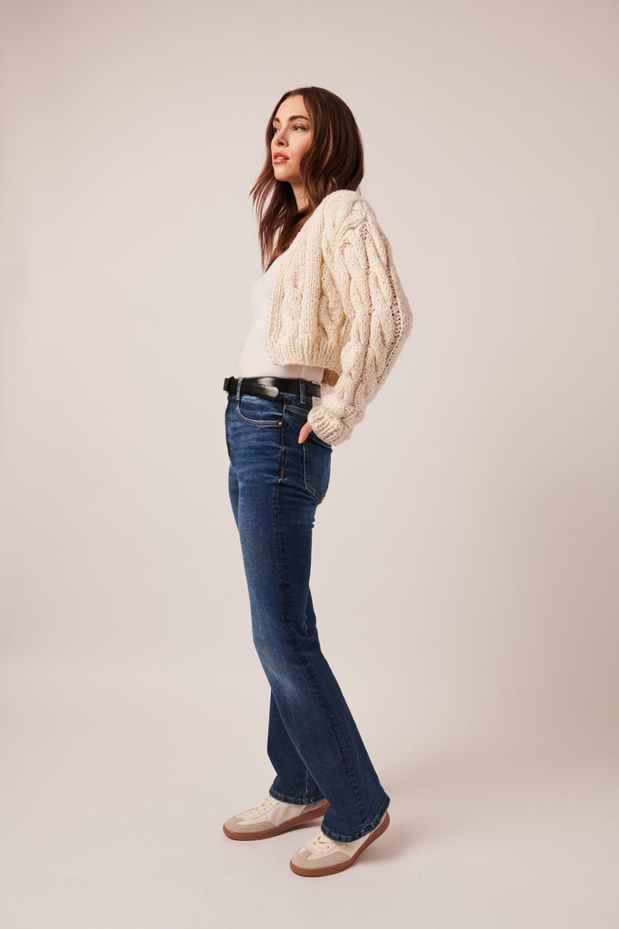 Line Londyn Crop Cableknit Cardigan- Cloud Burst - Styleartist