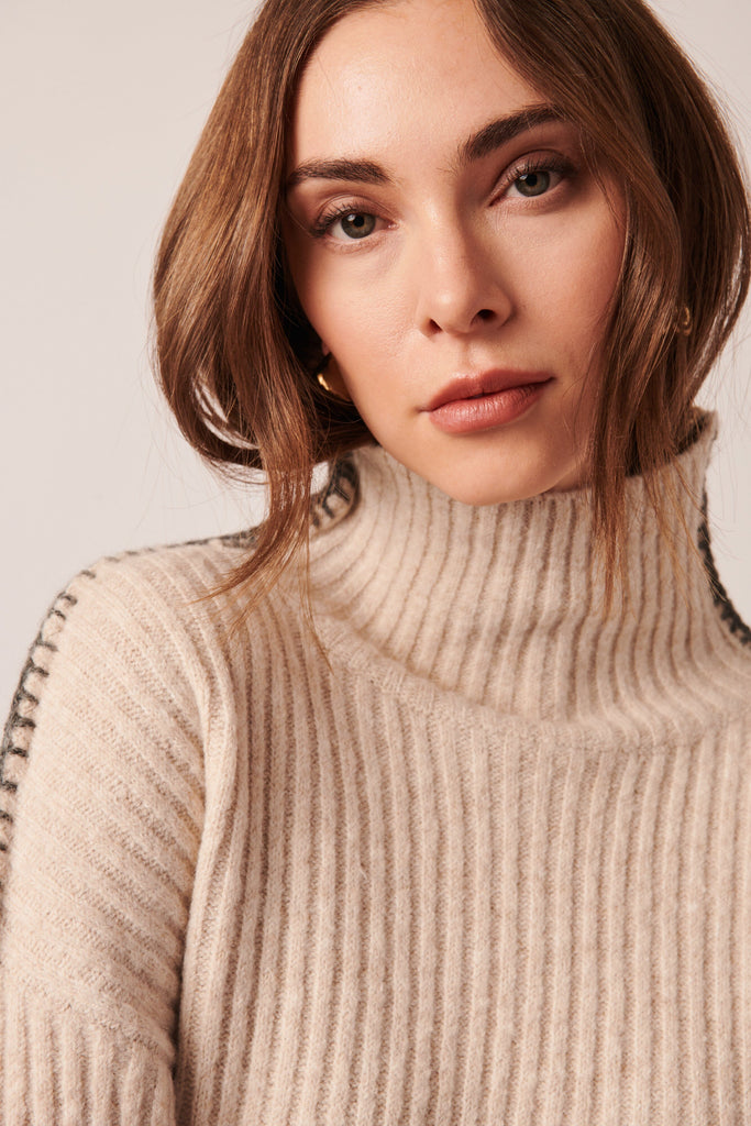 Line Trinity Turtle-neck Sweater- Perletto Marble - Styleartist