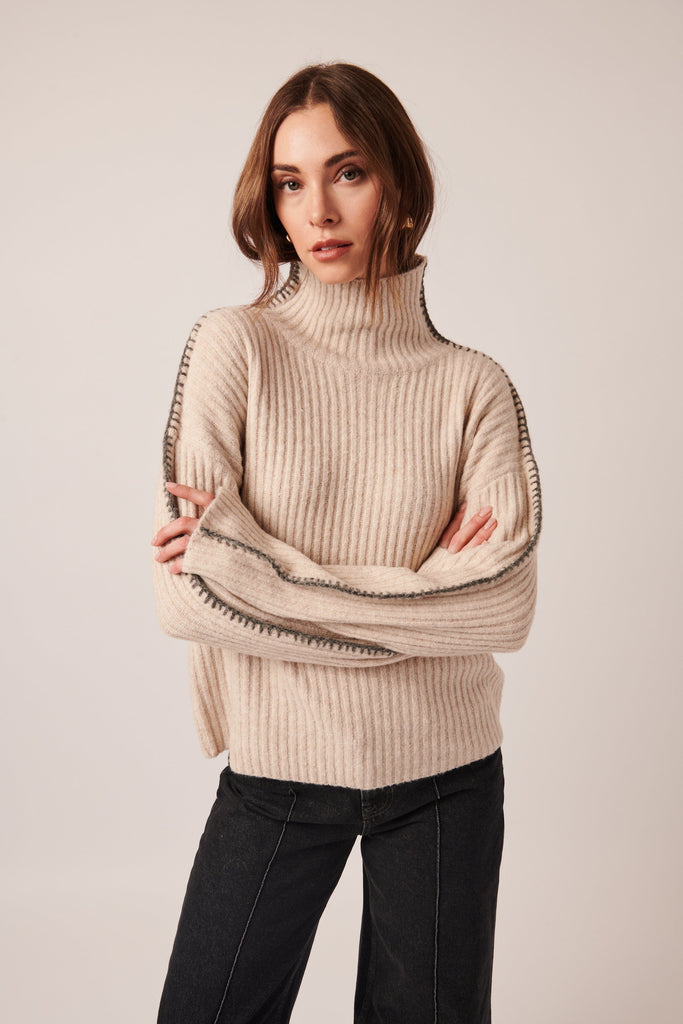 Line Trinity Turtle-neck Sweater- Perletto Marble - Styleartist