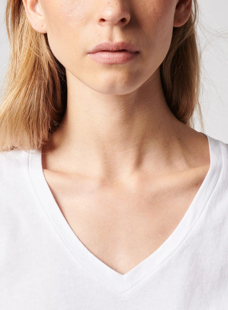 Majestic Filatures Cotton 'Silk Touch' Semi Relaxed V-Neck T-shirt White - Styleartist