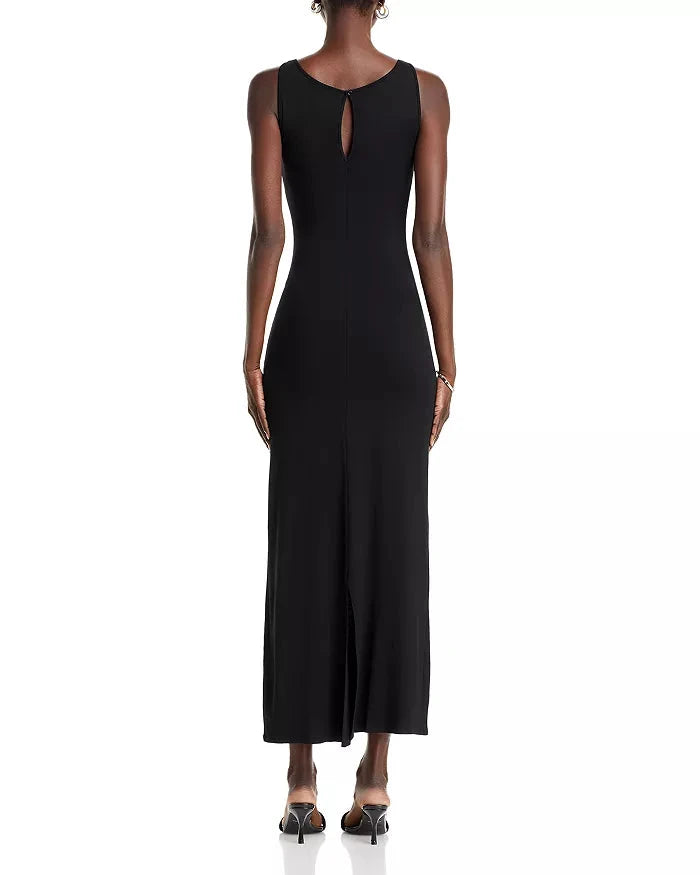 Majestic Filatures Soft Touch Boat Neck Tank Maxi Dress- Black - Styleartist