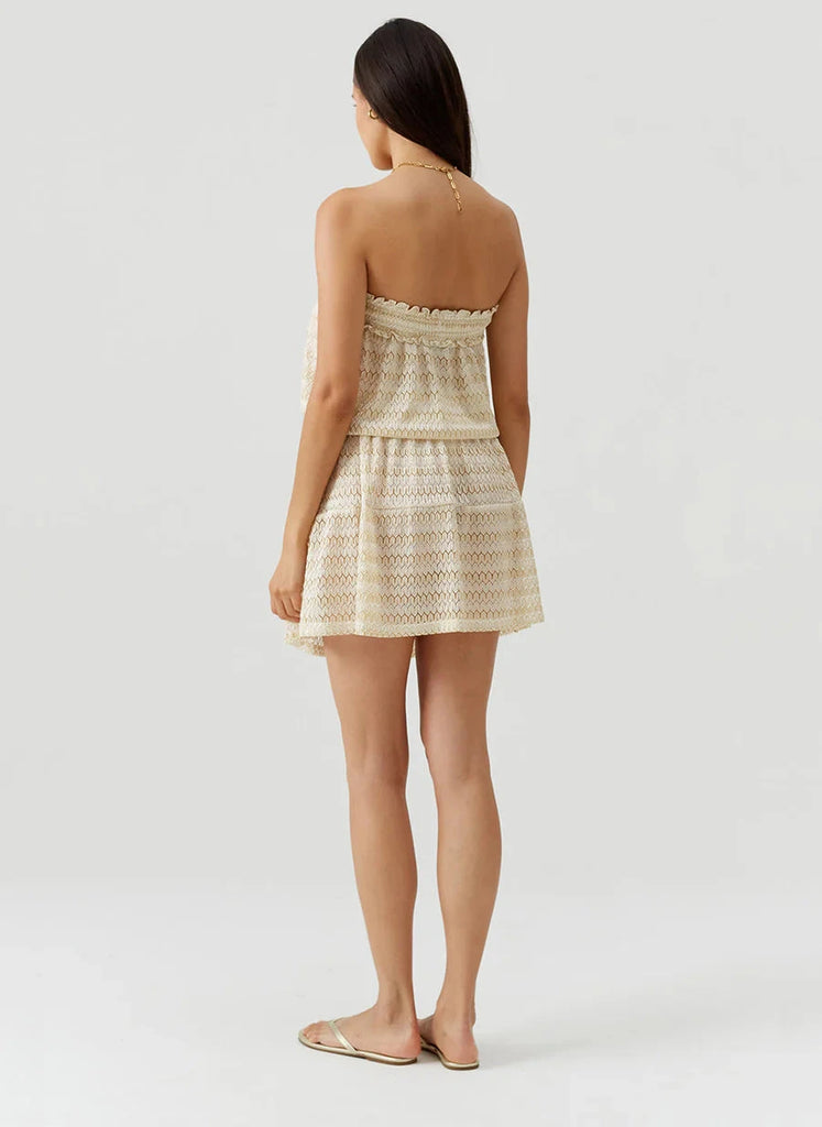 Melissa Odabash Isla Bandeau Knit Short Dress- Gold Styleartist Melissa Odabash Isla Bandeau Knit Short Dress- Gold Styleartist