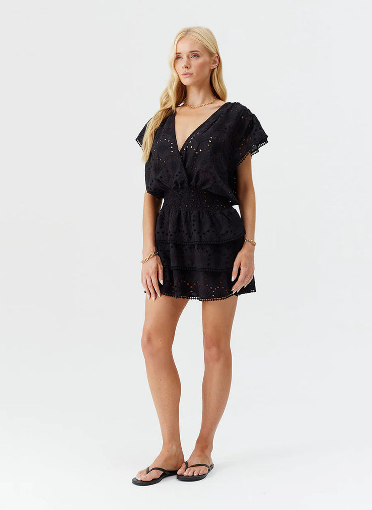 Melissa Odabash Jess Short Eyelet Dress- Black - Styleartist