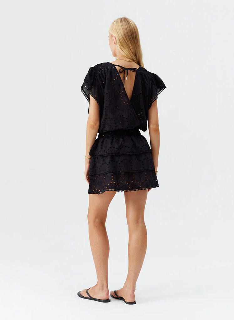 Melissa Odabash Jess Short Eyelet Dress- Black - Styleartist