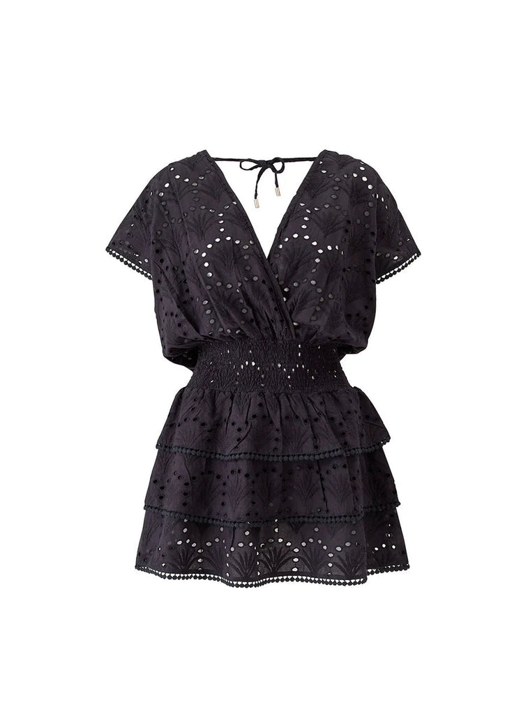 Melissa Odabash Jess Short Eyelet Dress- Black - Styleartist