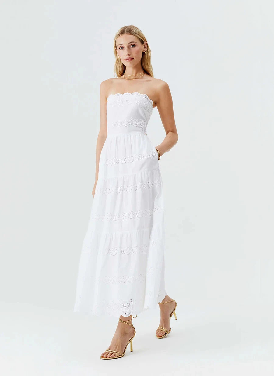 sophie white strapless midi dress Sophie Midi Dress Styling by @_laineymcintyre