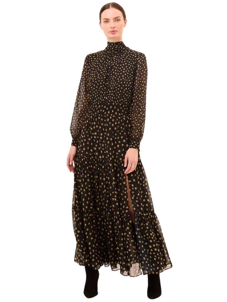 slim fit dress slacks Zapaka Women Black White Dots Long Prom Dress with A Neck Scarf Two-Piece Mermaid Satin Formal Dress with Lace Up Back, Black White Dot / US16W main image 1
