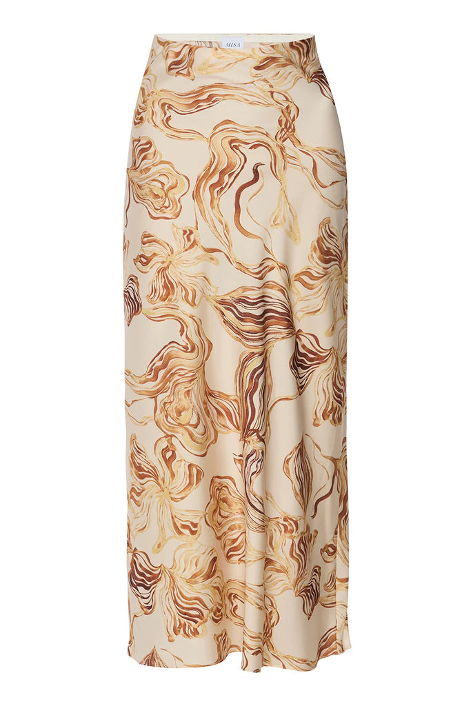 Misa Fay Slip Skirt- Golden Straw Satin - Styleartist