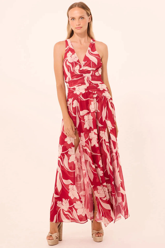 Misa Imogen Chiffon Sleeveless Dress- Cherry Flora