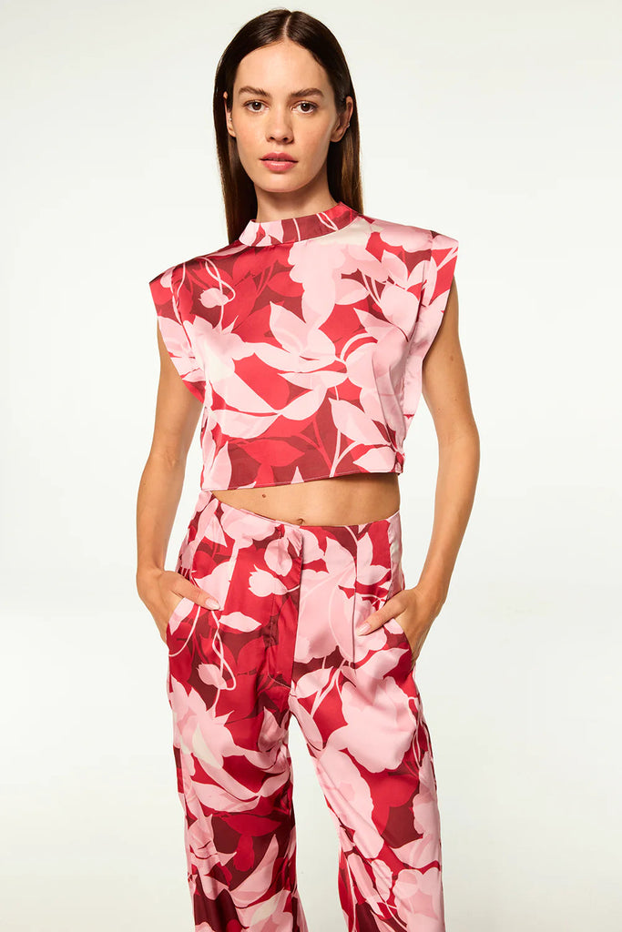 MISA Inah Top - Flora Rosada Satin - Styleartist