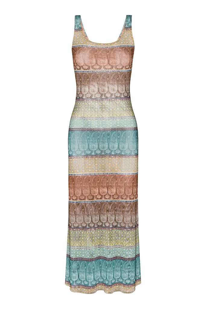 Misa Khloe Printed Maxi Dress- Paisley Ombre Mesh - Styleartist