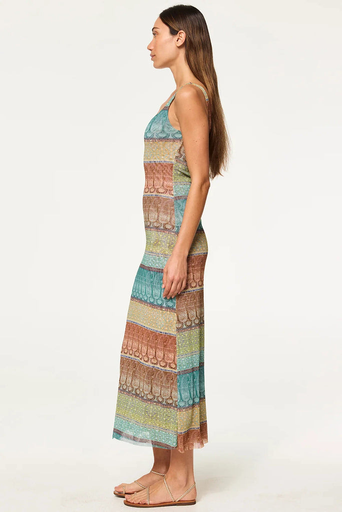 Misa Khloe Printed Maxi Dress- Paisley Ombre Mesh - Styleartist