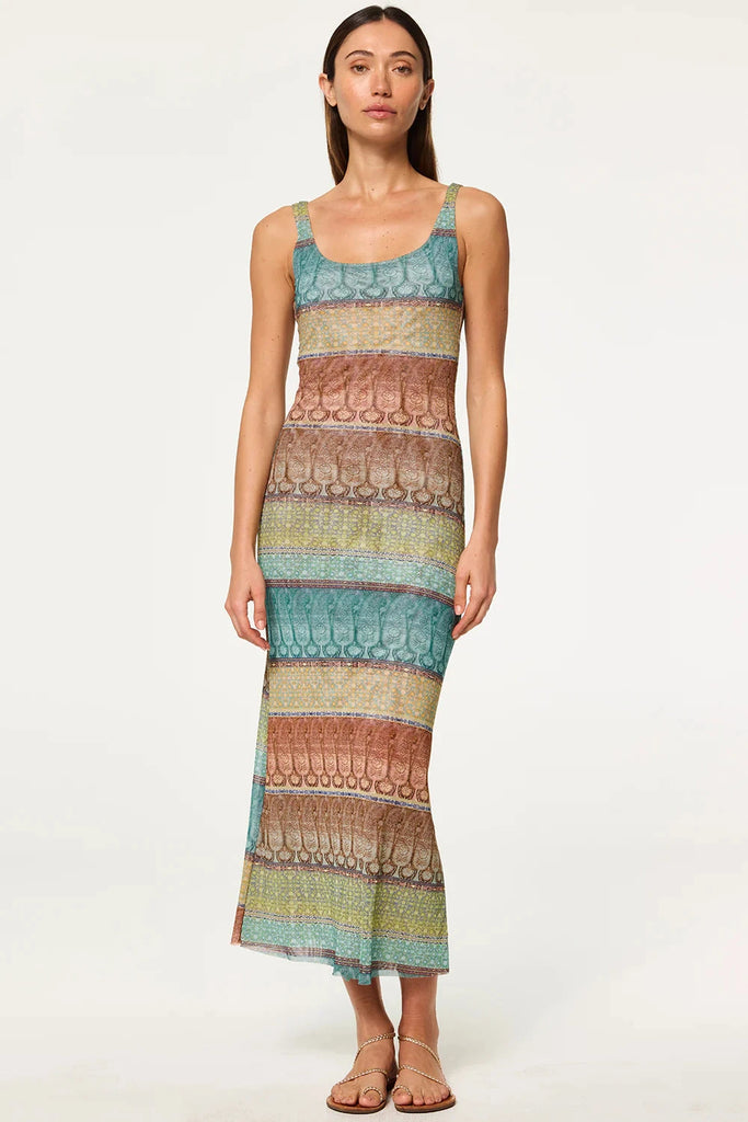 Misa Khloe Printed Maxi Dress- Paisley Ombre Mesh - Styleartist