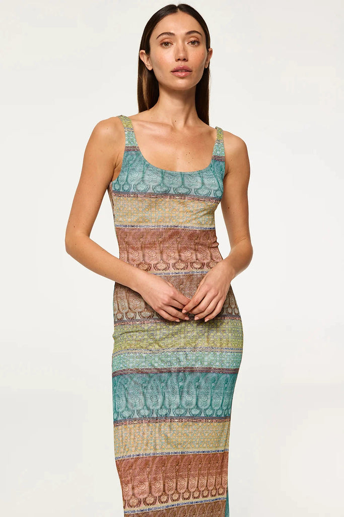 Misa Khloe Printed Maxi Dress- Paisley Ombre Mesh - Styleartist