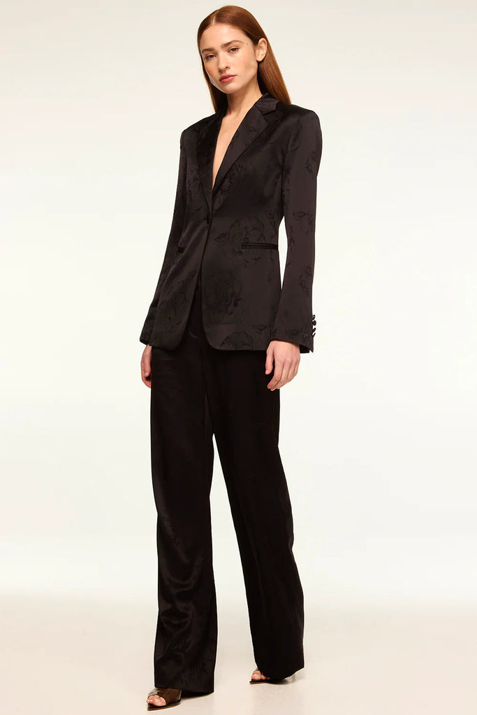 Misa Lauren Satin Blazer- Black Jacquard - Styleartist