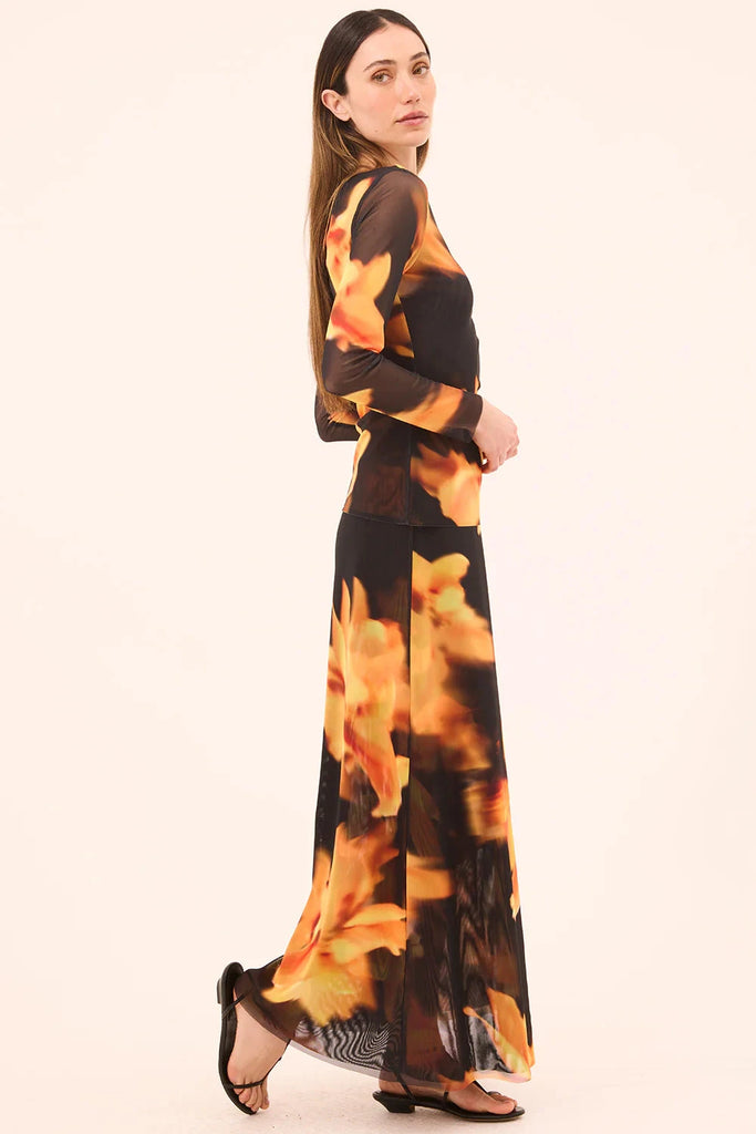 Misa Lira Long Sleeve Mesh Top- Yellow Flora - Styleartist