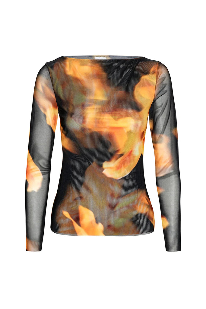 Misa Lira Long Sleeve Mesh Top- Yellow Flora - Styleartist