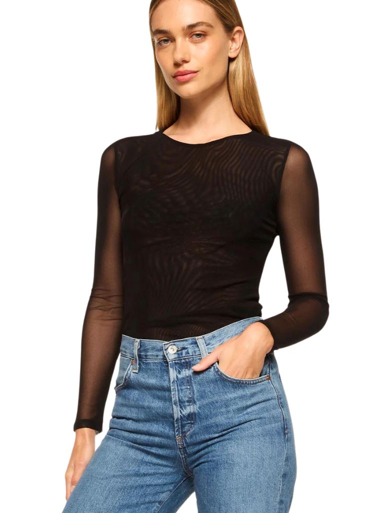 Misa Lula Mesh Long Sleeve Top- Black - Styleartist