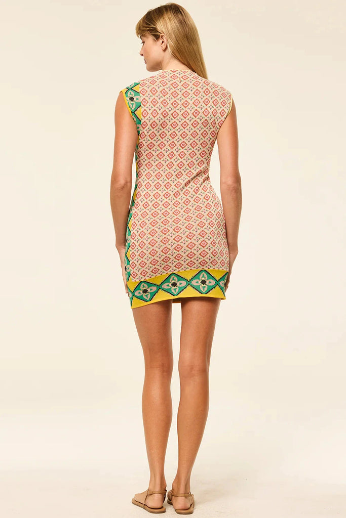 Misa Mattie Rib Knit Mini Dress- Floral Block - Styleartist