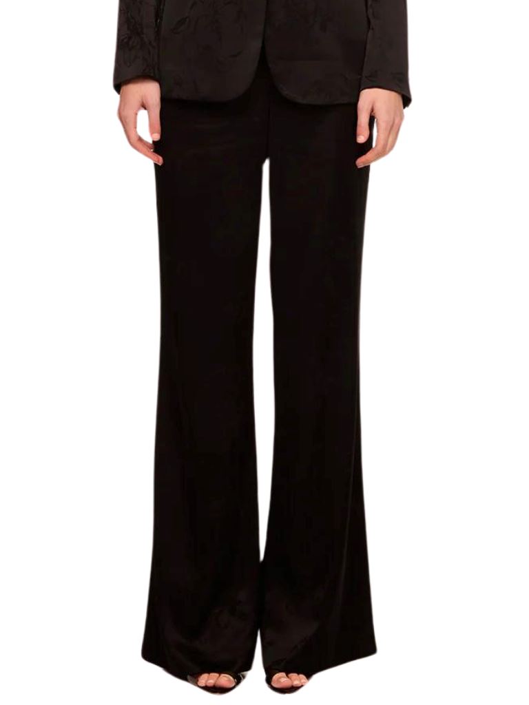 Misa Remi Satin Pant- Black Jacquard - Styleartist