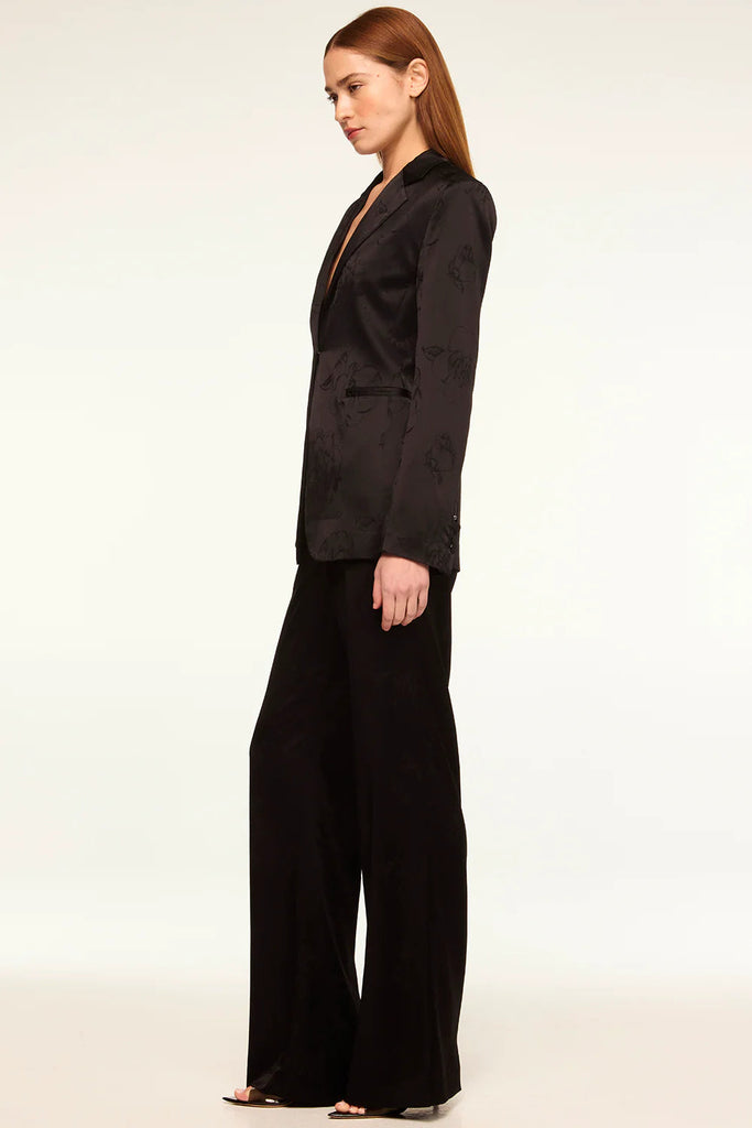 Misa Remi Satin Pant- Black Jacquard - Styleartist