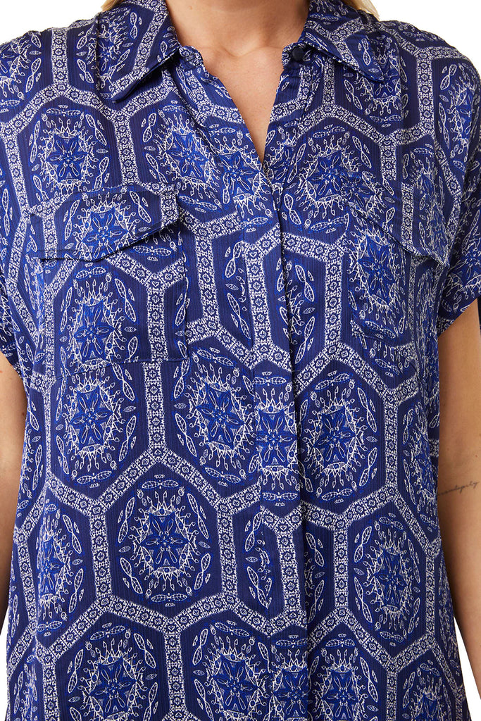Misa Vienna Shirt Dress- Lapis Tile - Styleartist