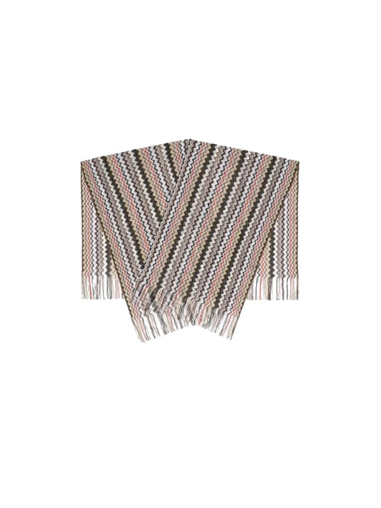 Missoni Poncho- Beige Zig Zag Pattern - Styleartist