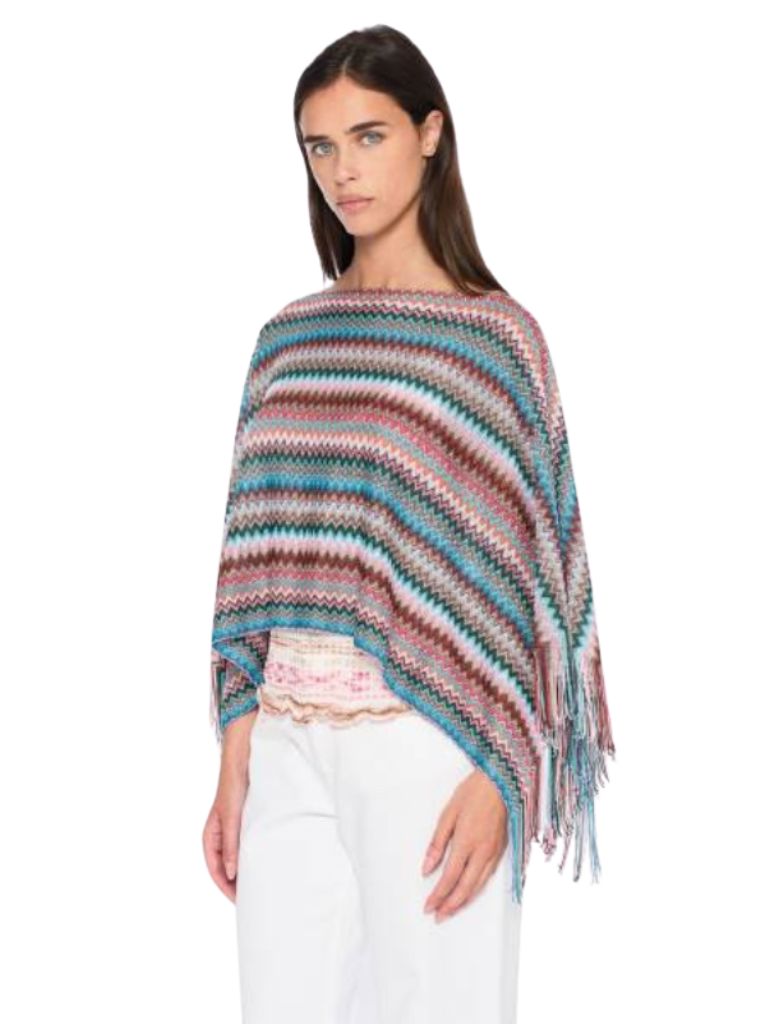 Missoni Poncho - Blue Zig Zag Pattern - Styleartist