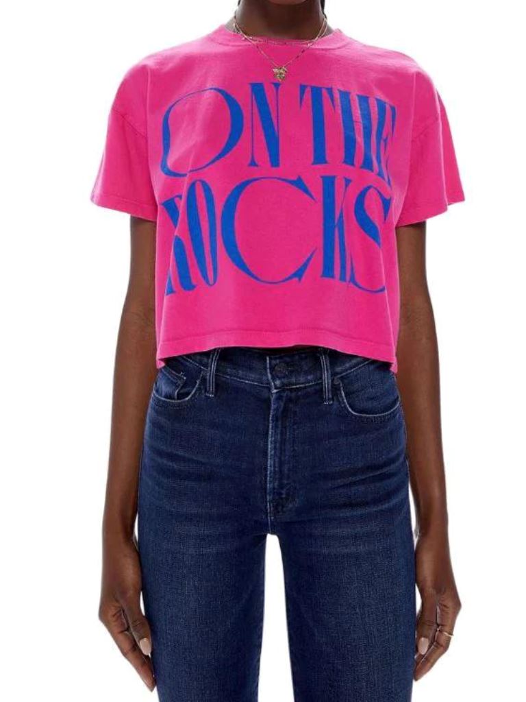 Mother Denim The Grab Back Crop On The Rocks Tee - Fuchsia - Styleartist