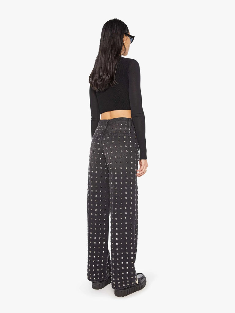 Mother Denim The Smoothie Sneak Wide Leg Jeans With Studs- Nails For Dinner - Styleartist