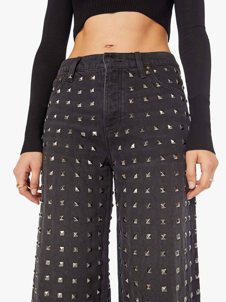 Mother Denim The Smoothie Sneak Wide Leg Jeans With Studs- Nails For Dinner - Styleartist