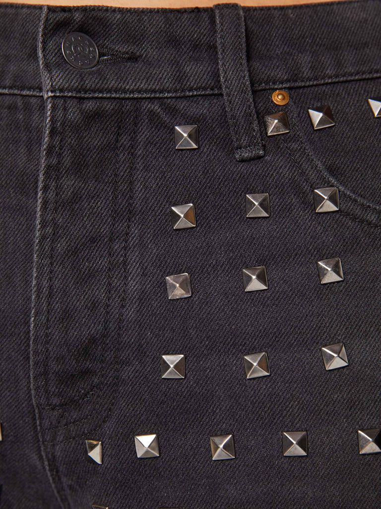 Mother Denim The Smoothie Sneak Wide Leg Jeans With Studs- Nails For Dinner - Styleartist