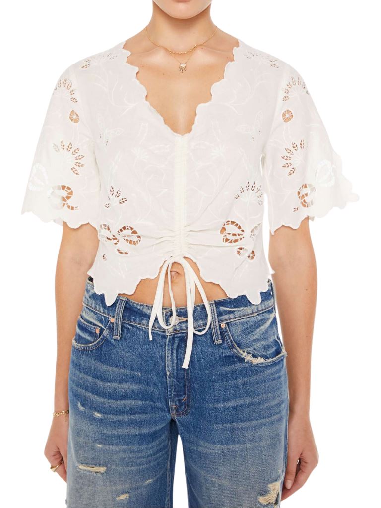Mother Denim The Social Butterfly Embroidered Blouse- Take A Bow - Styleartist