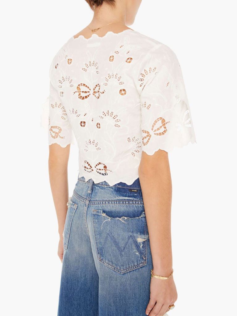 Mother Denim The Social Butterfly Embroidered Blouse- Take A Bow - Styleartist