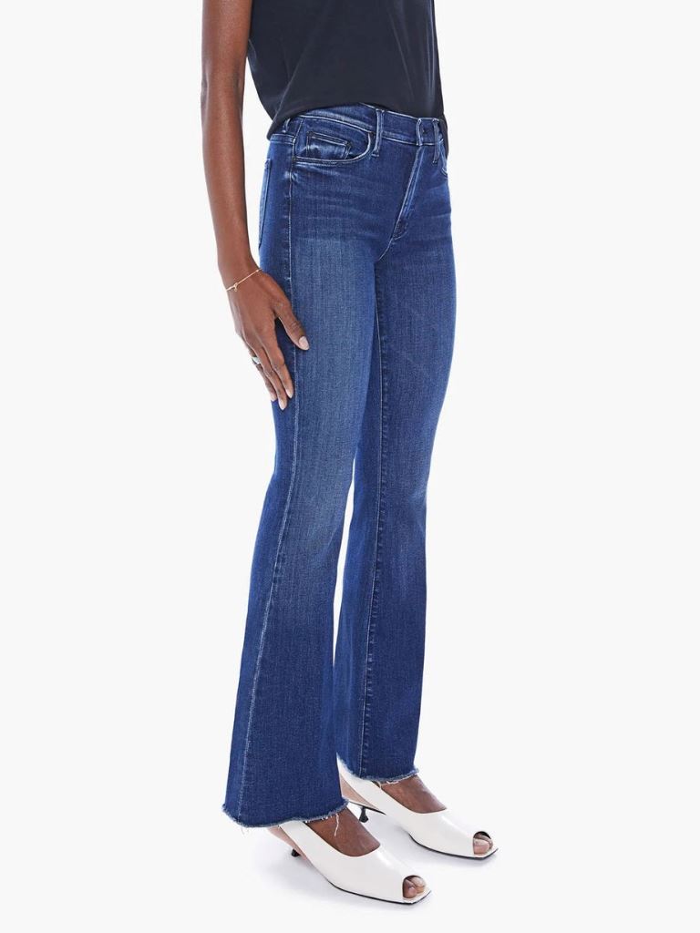 Mother Denim The Weekender Fray Mid-Rise Flare Jean Mint Condition